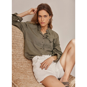 Mint Velvet Khaki Eyelet Detail Shirt